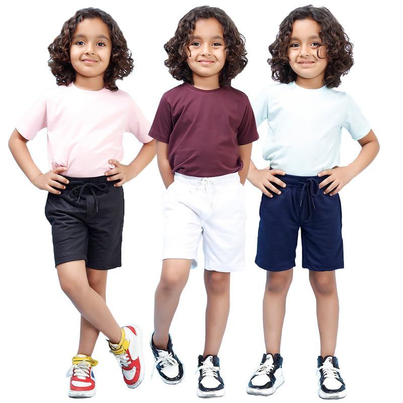 Image of Nusyl Solid & Printed Cotton Blend Shorts for Boys | Comfortable Casual Shorts | Soft Breathable Fabric with Elastic Waistband | Relaxed Fit | 2-16 Years | Multiple Colors