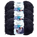 (3 Pack) Lion Brand Yarn Go for Faux Bulky Yarn, Black Panther