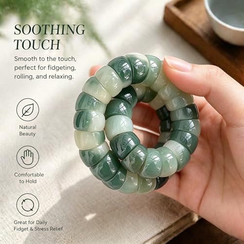 Image of Anxiety Relief Fidget Bracelet, Natural Bodhi Seed Healing Jewelry for Stress, Sensory Beaded Stretch Bracelet, Spiritual Protection Gifts for Women Men Adults