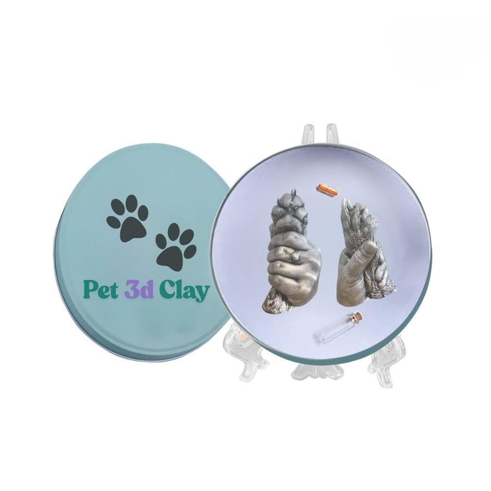 BABIES BLOOM Handprint and Footprint Casting Kit, Pet Imprint Keepsake Kit, Round Shape Pet Footprint Kit (Silver)-image-2