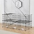 NEW VERSION 2-Tier DIY Metal Wire Small Animals Pen Playpens Cage for Rabbit, Guinea Pigs, Puppy, Bunny Pet Indoor/Outdoor, Metal Wire Storage Cubes Organizer for Living Room/Bedroom Multi-Functional