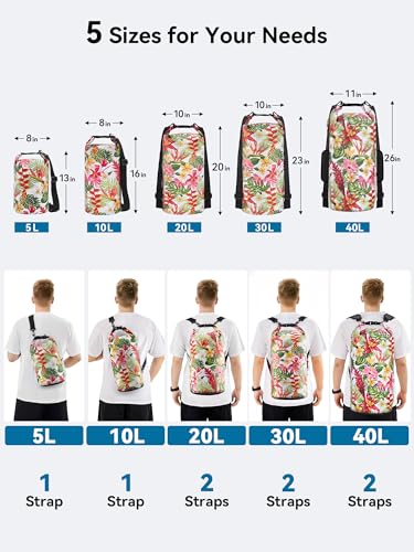 Image of HEETA Waterproof Dry Bag for Women Men, 5L /10L /20L /30L /40L Roll Top Lightweight Dry Storage Bag Backpack with Emergency Whistle for Travel, Kayaking, Boating, Camping, Beach, Cruise Ship Essentials