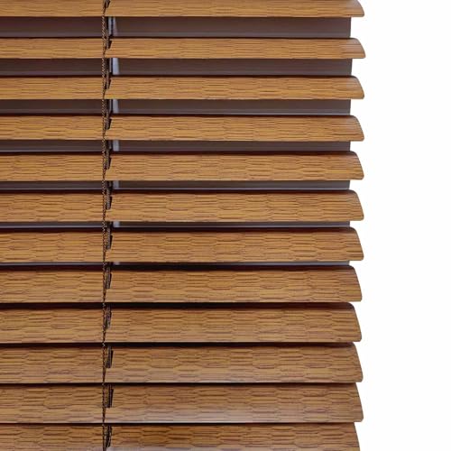 Persianas Venecianas Opacas de Aluminio Estor Plisado Impermeables Protección UV Interior Exterior Aislamiento Térmico Persiana Plegable para Oficina(Wood Color,110X150CM)