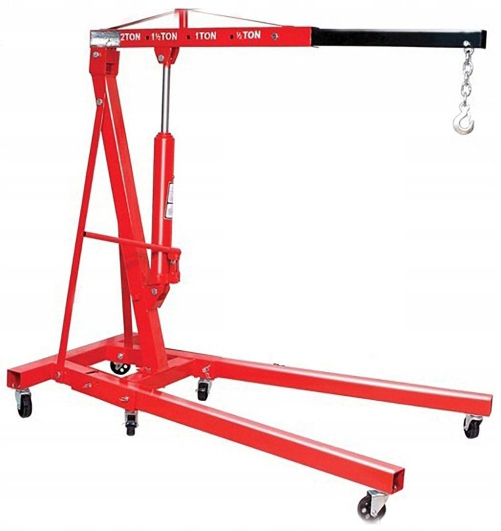 Start Grúa elevadora para cabras plegable sobre ruedas, capacidad 2 toneladas, brazo ajustable en 4 posiciones, dimensiones abiertas 158x106x156 cm, ideal para talleres y garajes
