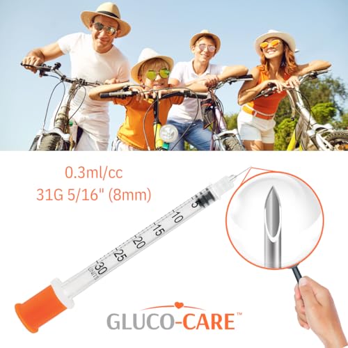 Image of 0.3 ml /cc Syringes 31G x 5 /16 inch (8mm), Orange Cap,100 pcs /bx | Fine Tip, Home & Lab Use, Clear Barrel, Bold Scale, Smooth Plunger Movement with back-end stopper, Leak-Proof Design