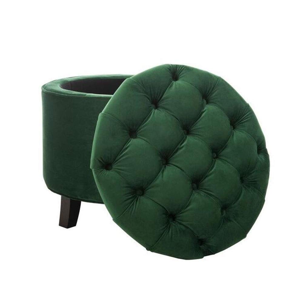 gzz Pouf contenitore imbottito rotondo in velluto nordico con coperchio rimovibile,A03