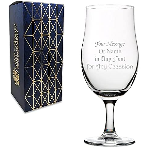 Personalised Engraved 20oz Keg Stemmed Pint Cider Glass, Personalise with Any Message, Gift Box Included, Choose from a Variety of Fonts, Laser Engraved Cover