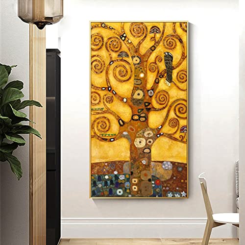 Peinture murale Arbre de vie Gustav Klimt pour sublimer un salon ou une entrée