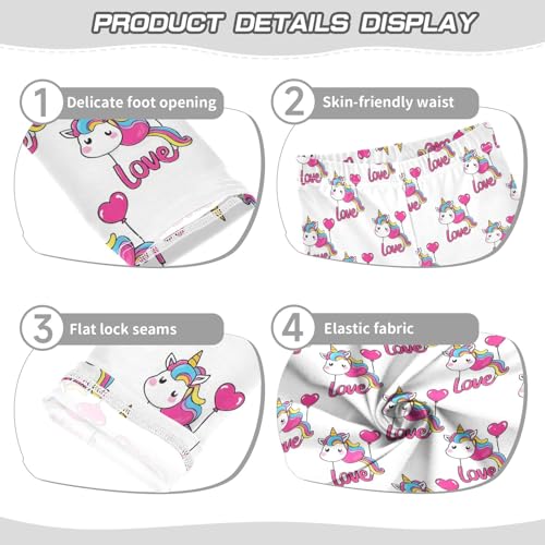 Unicorn Love Balloon Pattern Girls Leggings Soft Comfortable Athletic Leggings Dancing Pants for 4-10 Years3