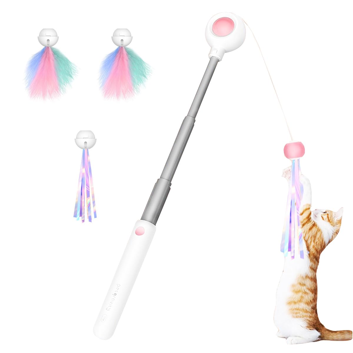 Amazon | 猫用おもちゃ 猫じゃらし レインボー プレミアム