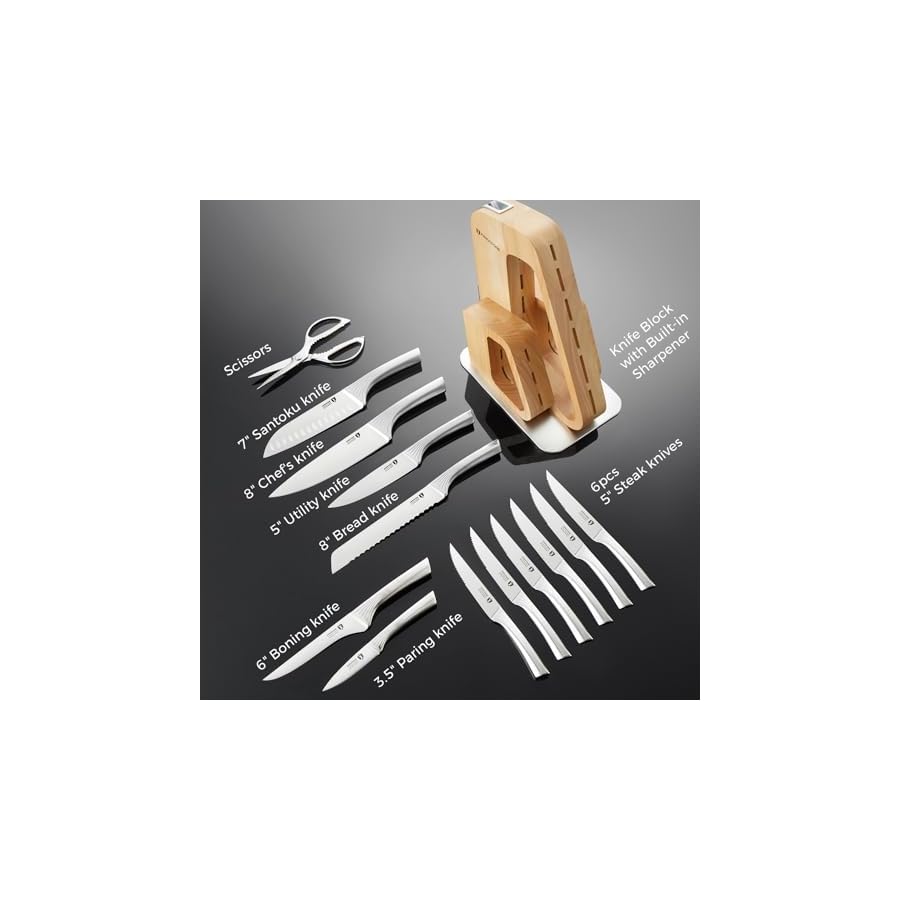KINGSTONE-14-Pcs-Kitchen-Knife-Set-with-Block-German-Stainless-Steel-Knife-Set-with-Built-in-Sharpener-Dishwasher-Safe-Knife-Block-Setnatural-14pcs KINGSTONE 14 Pcs Kitchen Knife Set with Block, German Stainless Steel Knife Set with Built-in Sharpener, Dishwasher Safe Knife Block Set(natural, 14pcs)