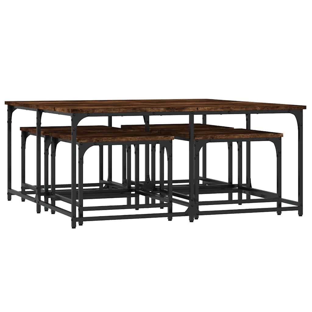 Vidaxl Smoked Oak Nesting Coffee Tables 5 Pcs Engineered Wood