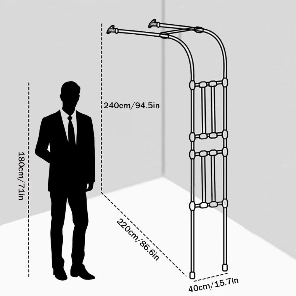 Solidna metalowa kratka ogrodowa na róże, biała podpórka dla roślin, 220 x 240 cm, dekoracja zewnętrzna do roślin pnących i kwiatów
