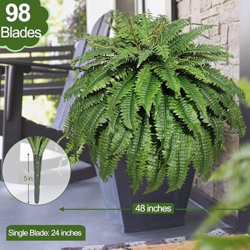 Large Artificial Ferns for Outdoor 98 Branches Fake Fern 48