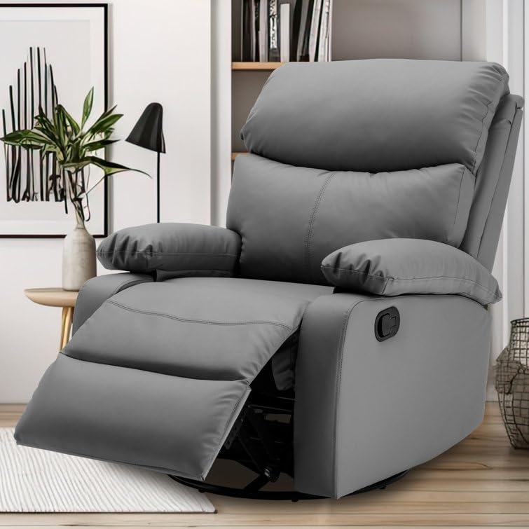 Listado de Sillon Reclinable Coppel que puedes comprar esta semana. 48 MYXSRI Sillon Reclinable Giratorios de 360° para Individual, Sillones Reclinables con Brazos y Respaldo Mullidos, Sillas Giratorias Manuales para Sala de Estar y Dormitorio (Gris)