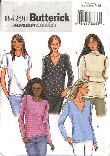 ButterickSewing Pattern 4290 Misses Size 414 Easy Classic Pullover Knit Short Long Sleeve Top