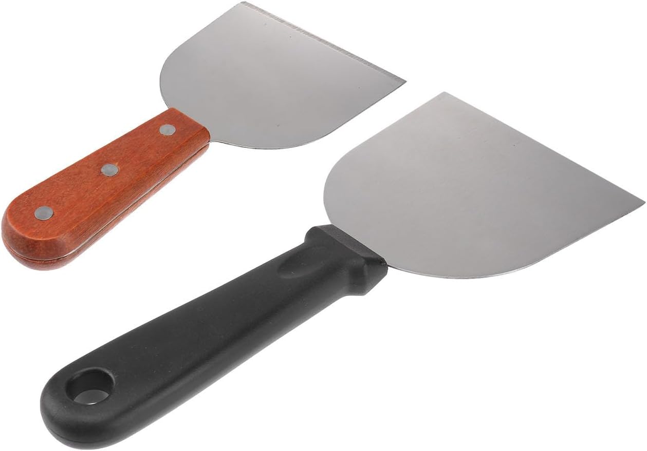 2pcs Pancake Shovel Tool with Wooden Handle Stainless Steel