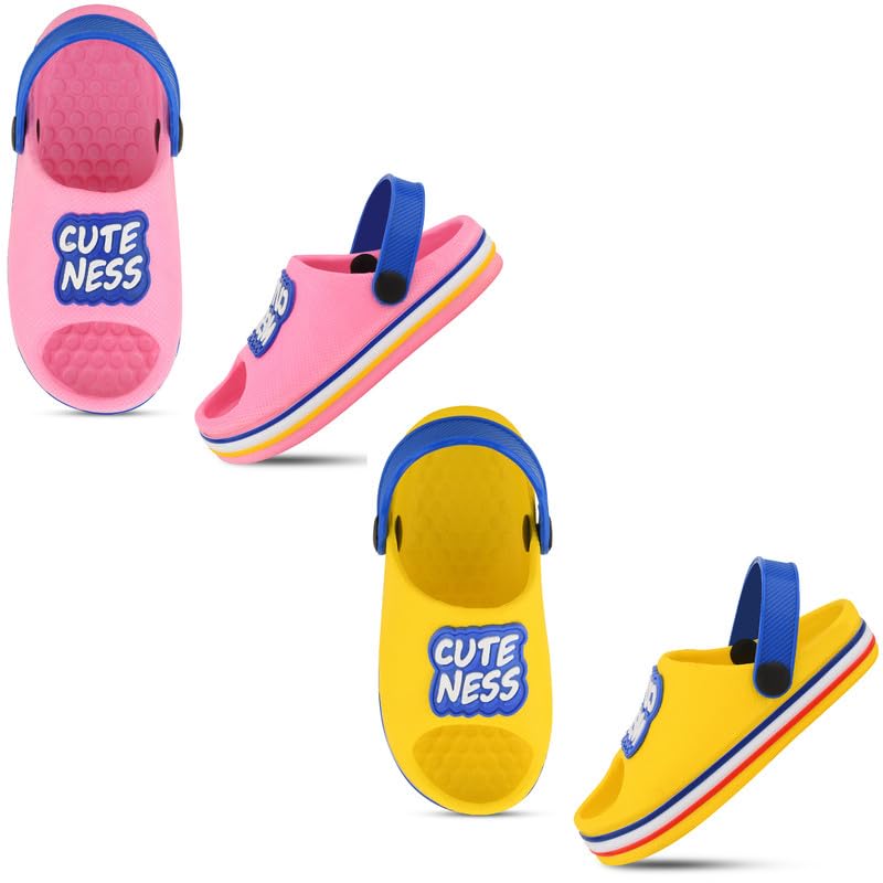 SMARTOTS Stylish Kids Clogs for Daily Use, CuteNess EVA Kids Sandals with Adjustable Sling Back Strap Pack of 2, Orange+RED-5C (B0CPJ157GK) Amazon Price History, Amazon Price Tracker