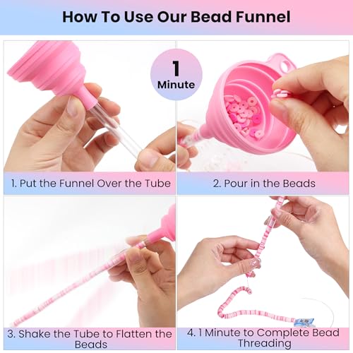 Karsspor Kit de fabricação de pulseiras, 2 peças de funil de miçangas com agulhas de miçangas para f