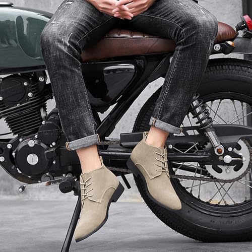 Image of rismart Men's Suede Chukka Boots Plain Toe Lace Up Oxfords Business Casual Shoes