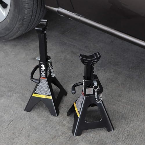 Image of Torin AT43002AB-1 Double Locking Steel Jack Stands, 3 Ton (6,000 LBs) Capacity, Black, 1 Pair