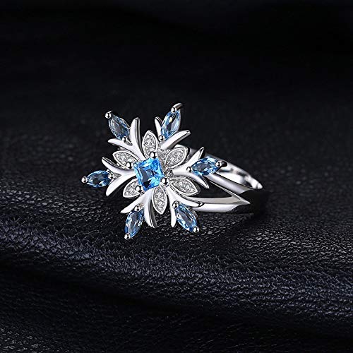 Greendou Fashion 925 Sterling Silver Aquamarine Crystal Christmas Snowflake Rings Flower Wedding Jewelry (7)4