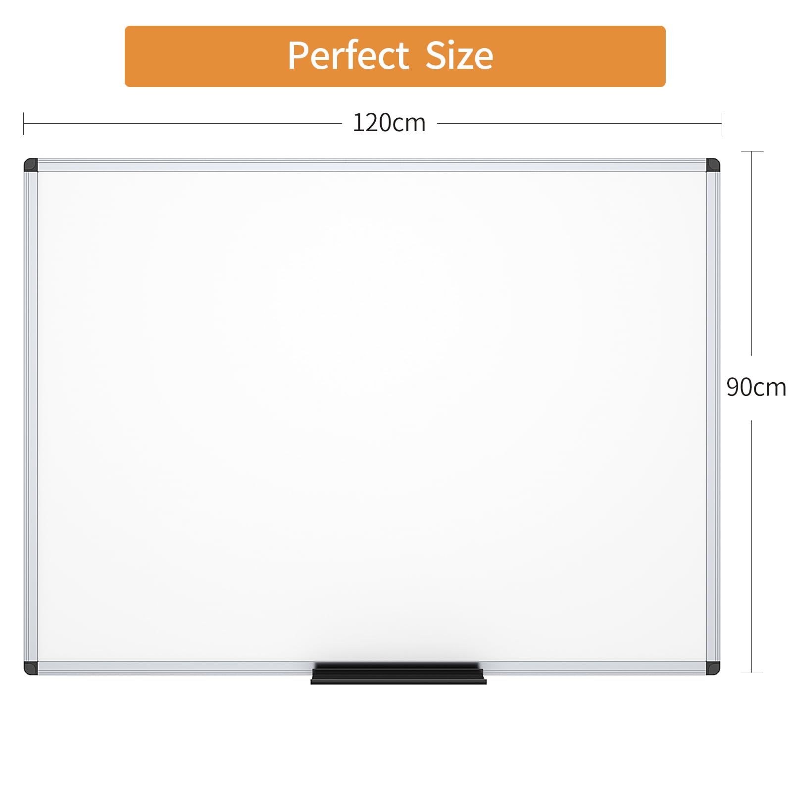 Magnetisches Whiteboard 120x90 cm – mit Aluminiumrahmen und Stiftablage, trocken abwischbar, magnetisch, für Büro, Zuhause und Schule