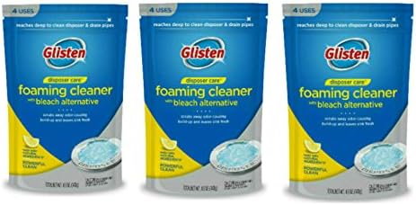 Glisten Disposer Care Garbage Disposal Foaming Cleaner, Lemon Scent, 3 Pack (12 Uses)