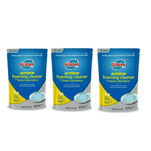 Glisten Disposer Care Garbage Disposal Foaming Cleaner, Lemon Scent, 3 Pack (12 Uses)