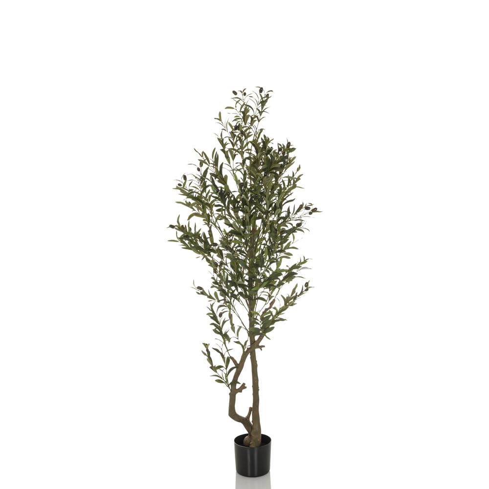 hjh OFFICE Kunstpflanze Olive I Deko Olivenbaum künstlich 172 cm, pflegeleichter Kunstbaum, Grün 871053