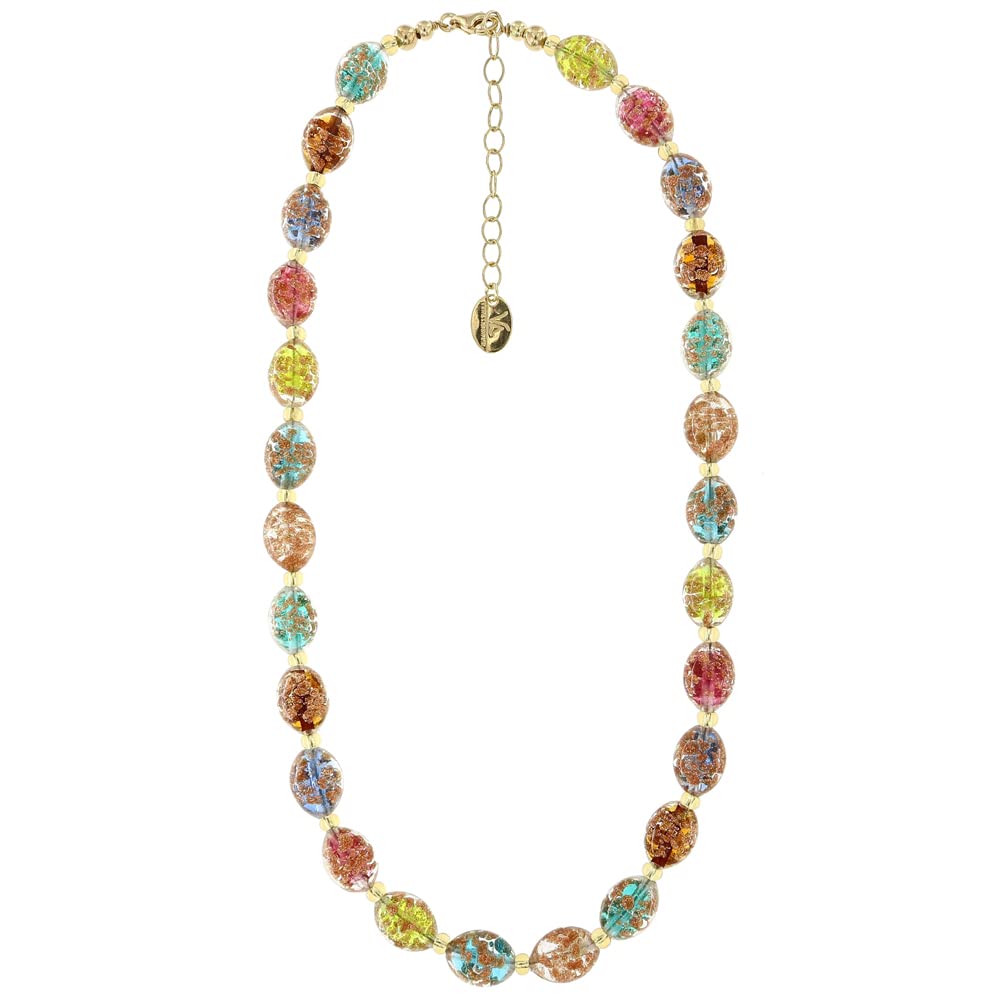 Venetiaurum - Collana girocollo donna con perle in vetro originale di Murano e argento 925 - Gioiello made in Italy certificato
