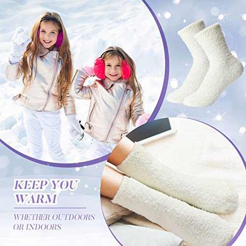 Image of Handepo 60 Pairs Women Fuzzy Socks Bulk Winter Warm Soft Fluffy Crew Sleeping Slipper Socks for Back to School Birthday Gifts
