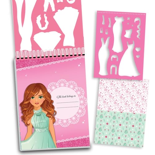 Image of Style Studio Fashion Sketch Activity Book 1 for Girls Age 4-8 years- Creative Design Kit with Sticker Sheets, Stencil Sheets, Dressing Paper & Sketch Pages | Fun DIY Activity Book