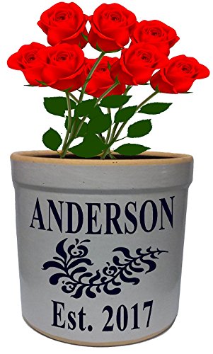 3 Gallon Personalized Stoneware Crock - Wedding Tulip #TOP2