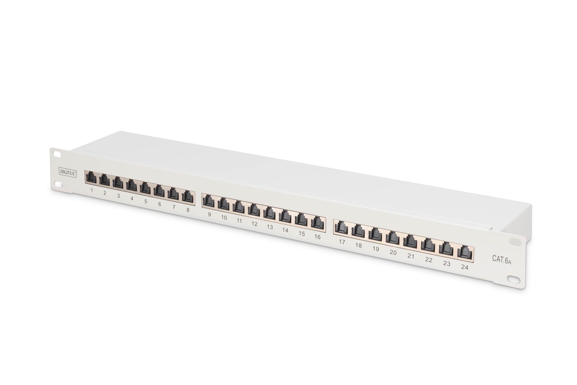 24-poorts patchpaneel - Soort: Cat 6 Ingang: 24x LSA Uitgang: 24x RJ45 female Kleur: Zwart Hoogtemaat: 1U Geschikt voor: 19