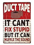 Photo Gallery duck tape - targa in metallo con scritta "it can t fix stupid but it can muffle the sound", 20 x 30 cm, colore: rosso Photo Gallery duck tape - targa in metallo con scritta "it can t fix stupid but it can muffle the sound", 20 x 30 cm, colore: rosso