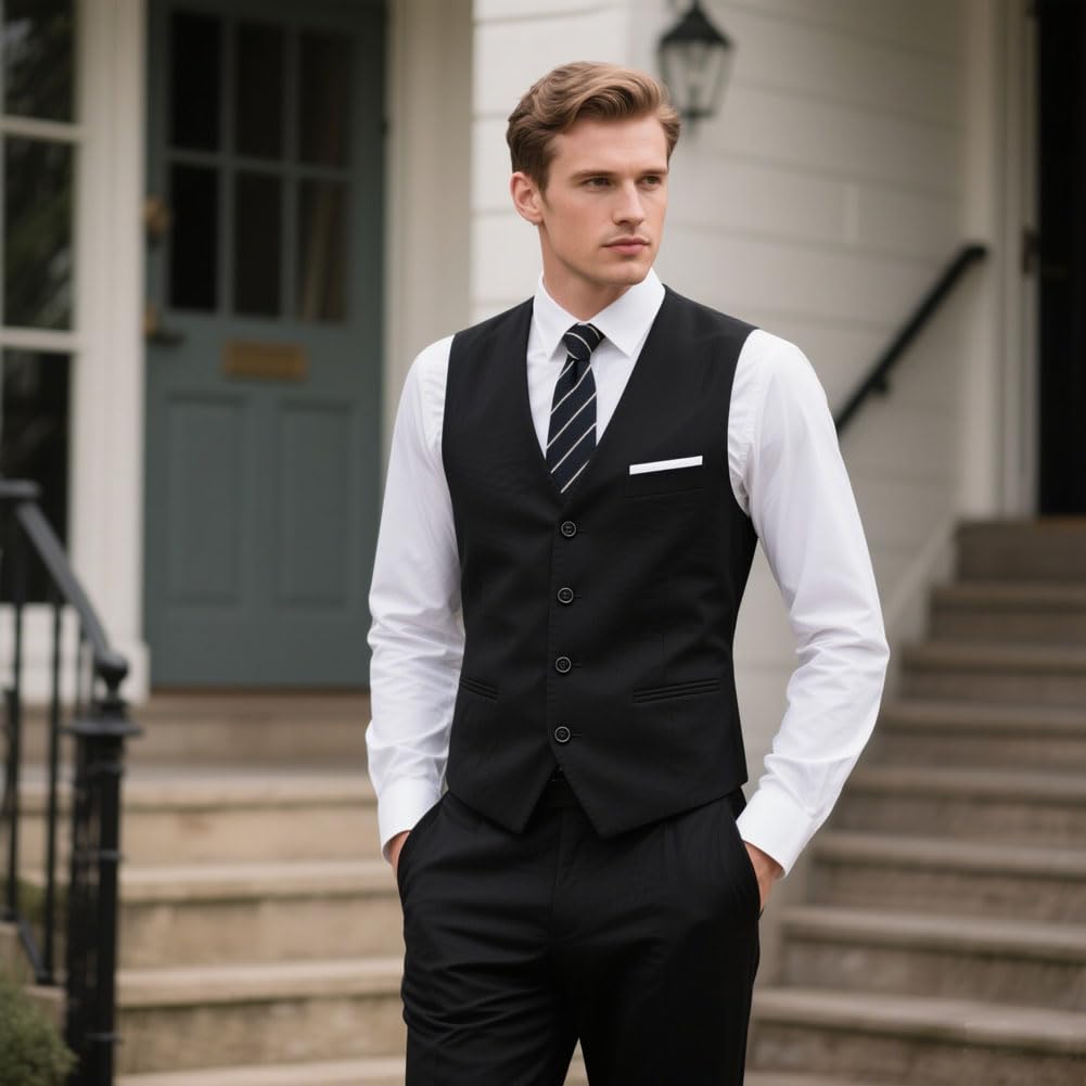 Set di 2 pantaloni da uomo slim fit, per l'estate, la spiaggia, il matrimonio, il testimone dello sposo