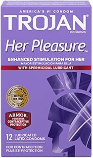 Trojan Her Pleasure Sensations Spermicidal Lubricated Condoms, 12ct