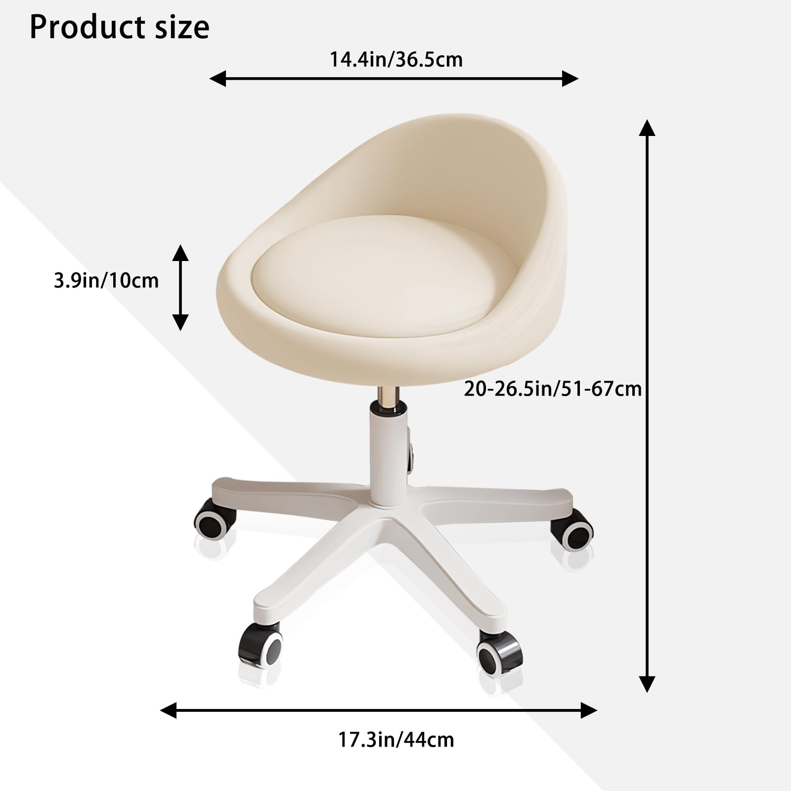 Ergonomic Rolling Stool - Beige Salon & Office Chair -2 Ergonomic Rolling Stool - Beige Salon & Office Chair -2
