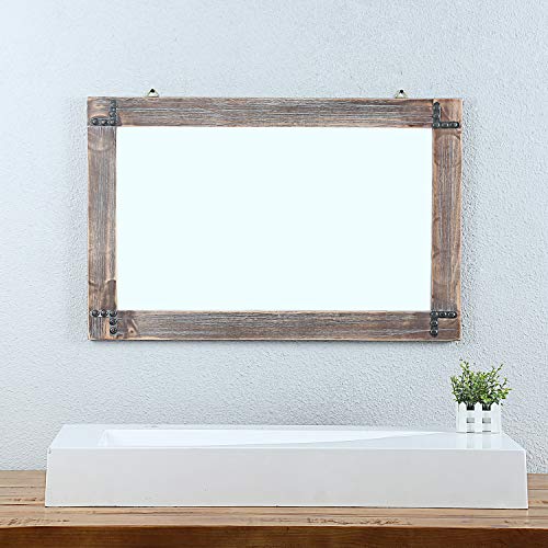 Mbqq Rustic Flat Wood Frame Hanging Wall Mirror Decorative Bathroom Mirrors For Wall Vanity Mirror Makeup Mirror,24" X 36" Retro Grey #TOP2
