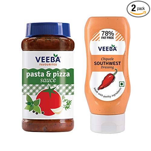 Veeba Pasta-Pizza Sauce,525g & Chipotle Southwest Dressing Pet Bottle,300g - Pack of 2