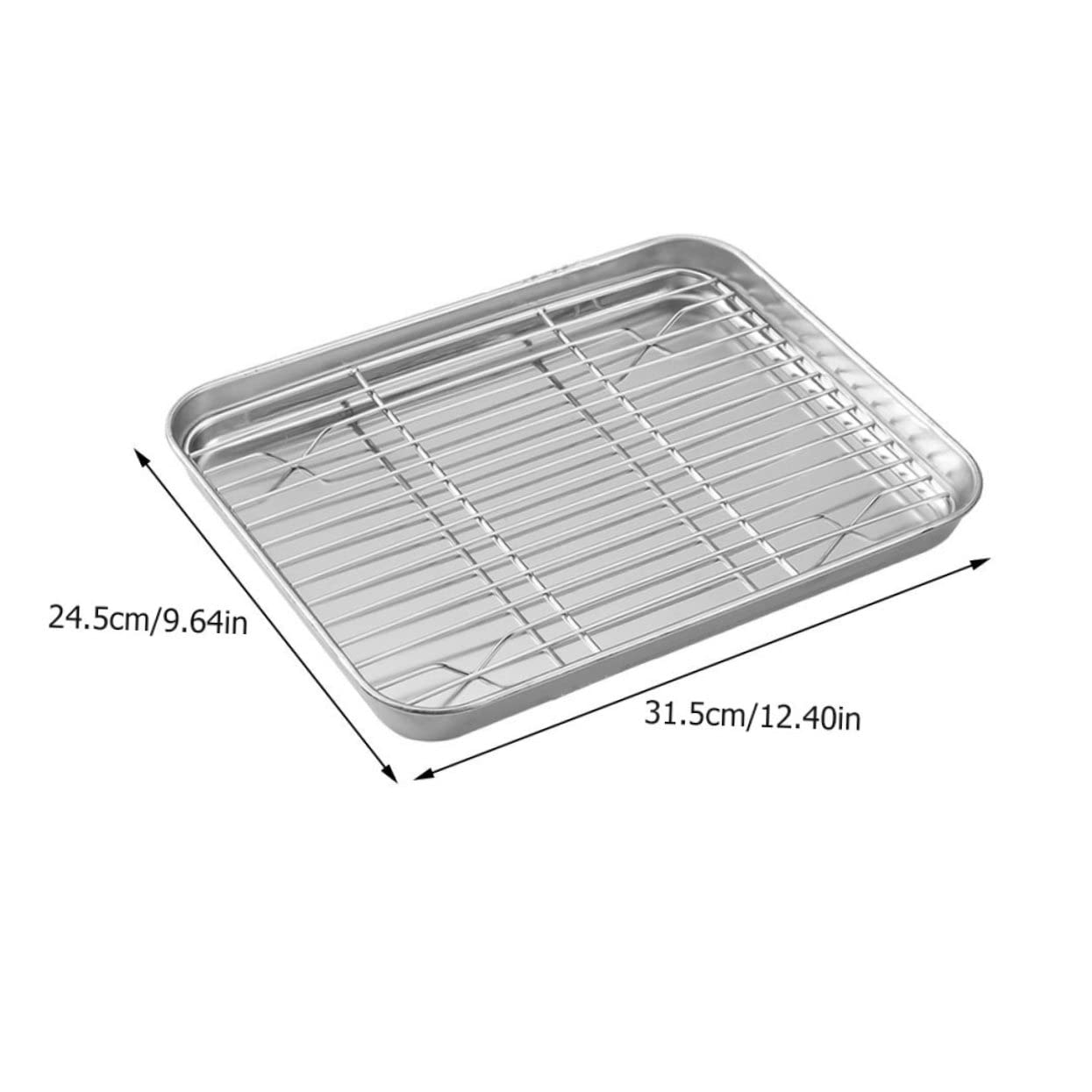 OUNONA 1 Set Stainless Steel Baking Tray with Net Rack for Cooling and Draining for Baking Roasting and Food Preparation Kitchen Supplies