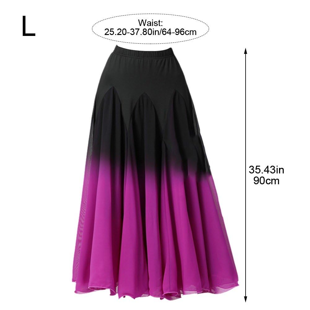 Jupe Longue De Danse De Salon pour Femmes, Jupe De Danse Flamenco, Jupe Pivotante Dégradée, Costumes De Danse du Ventre pour Pratique De Danse Moderne