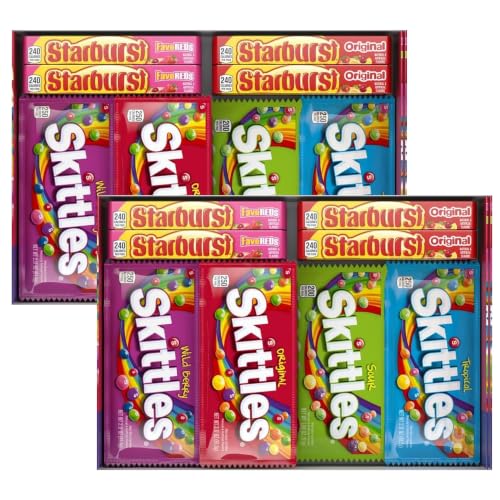 SKITTLES &amp; STARBURST Variety Pack Full Size Chewy Candy Assortment, 62.79 oz, 30 Count (Pack of 2)
