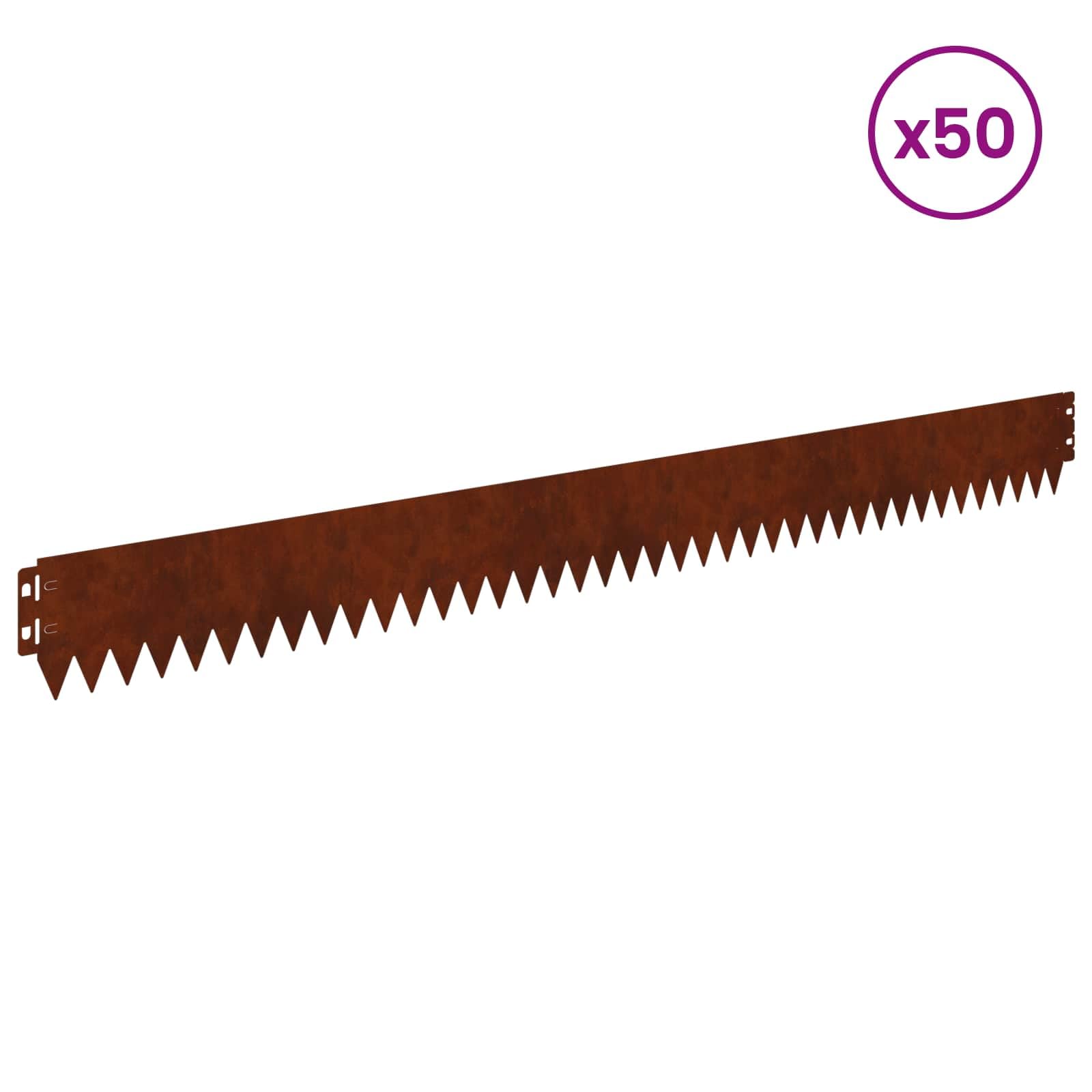 Lot de 50 bordures de pelouse en acier inoxydable 103 x 10 cm