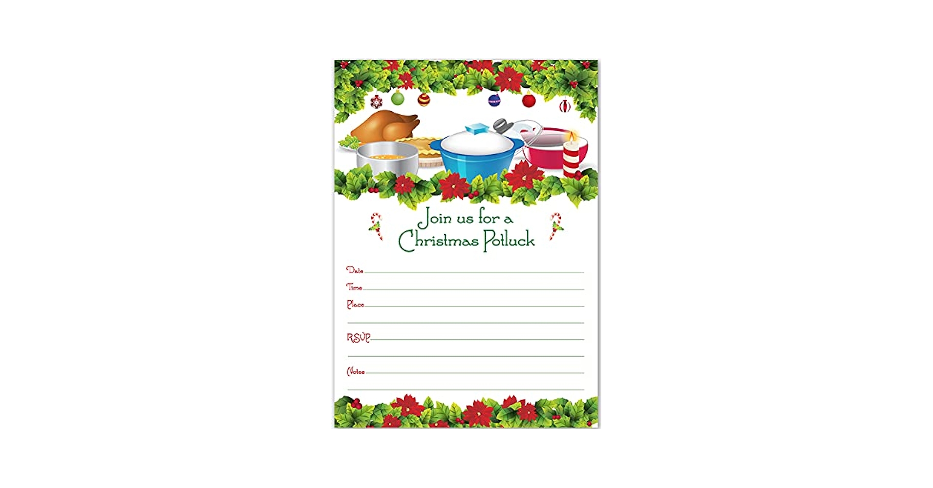 Amazon.com: Christmas Holiday Potluck Party Invitations, Set of 20 Fill-in Blank 5x7 Inch Invites and Envelopes : Handmade Products amazon-com-christmas-holiday-potluck-party-invitations-set-of-20-fill-in-blank-5x7-inch-invites-and-envelopes-handmade-products