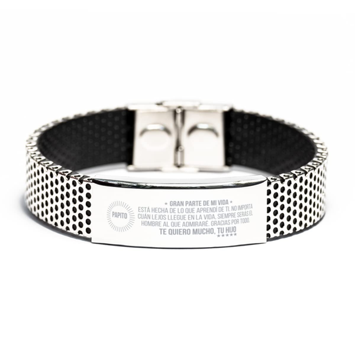 Regalo para papa de HIJO brazalete, esclava, manilla Personalized Engraved Love Quote - Dia del padre, cumple o navidad, Regalo Para Hombre