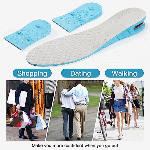Image of Height Increase Insole 3-Layer Air Cushion Heel Insert Lift Shoes Insole for Men and Women Invisible Elevator Adjustable Insoles (Full Pad US 4-9, Blue)