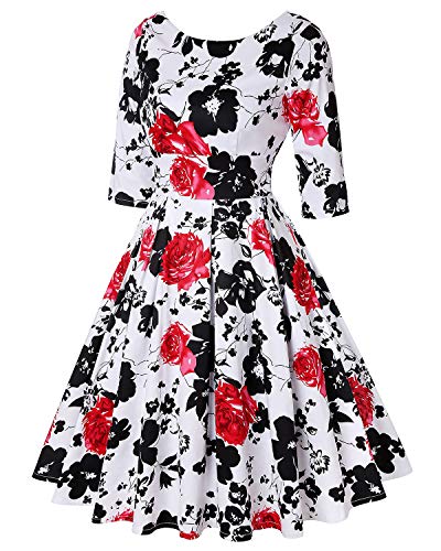 Image of MINTLIMIT Women's 1950s Retro Vintage Cocktail Party 3 /4 Sleeve Swing Dress