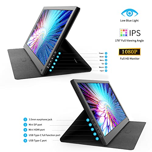 Portable Monitor, 15.6 Inch FHD 1080P USB C HDMI Second External Monitor IPS Display for Desktop, Phones, Laptop, PS4, Xbox, Switch, Tablet,Built-in Speaker with Premium Smart Cover - Image 4